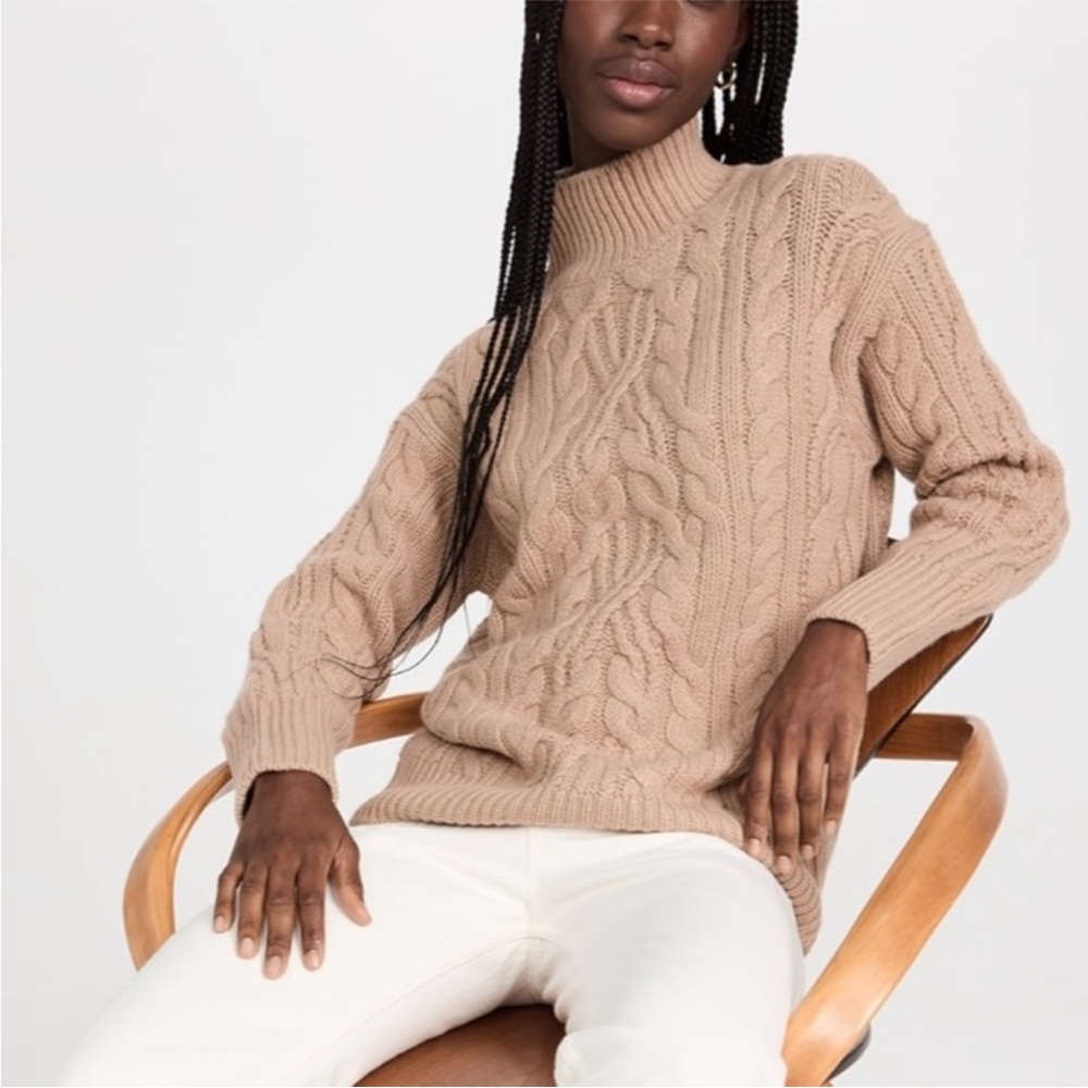NWT Vince Cable Knit Wool Cashmere Turtleneck Sweater Camel